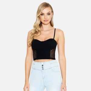 BEBE HIGH WAISTED DISTRESSED DENIM